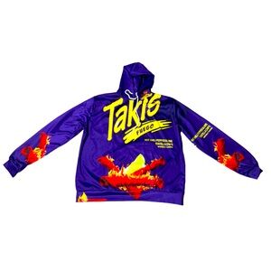 Takis Fuego Hoodie Men's Size 2XL Purple Orange Pullover Colorful New